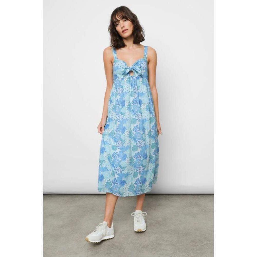 NWT Rails Womens SERAFINA – AZURE WALLFLOWER blue midi dress xs linen blend